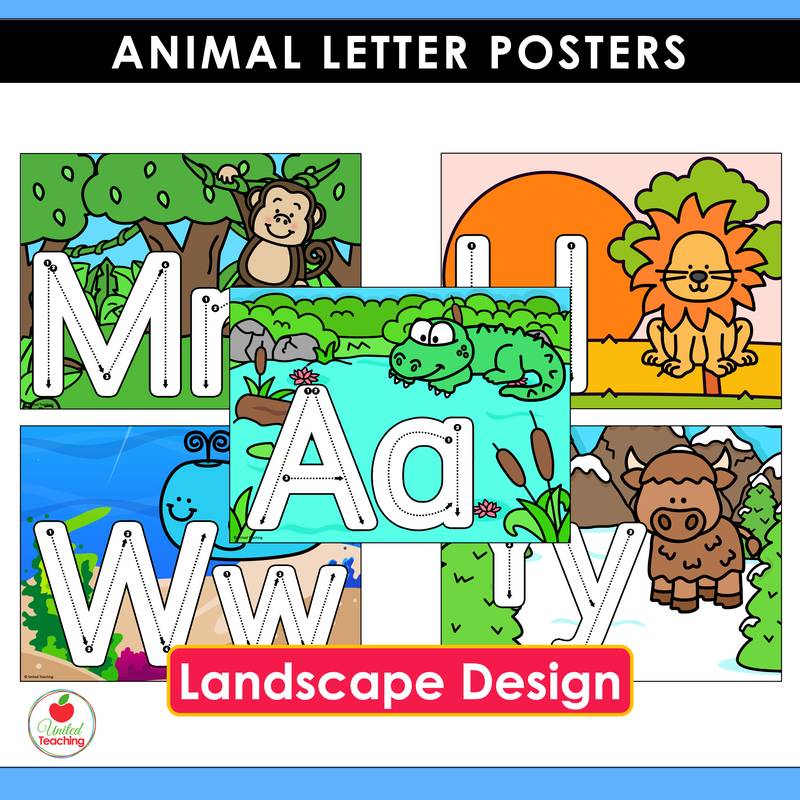 Alphabet Animal Letter Posters Landscape Design