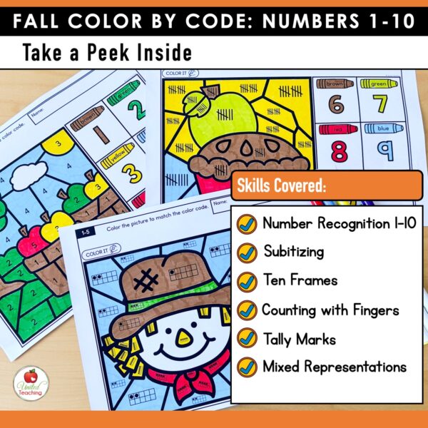 Fall Color by Code: Numbers 1 to 10 Packet - Image 8