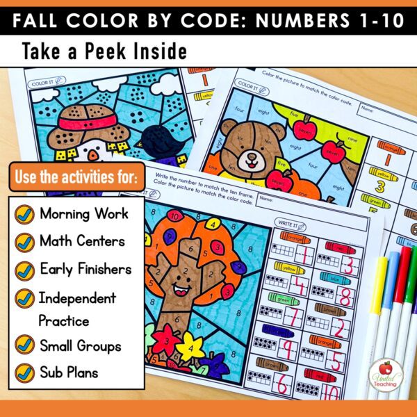 Fall Color by Code: Numbers 1 to 10 Packet - Image 9