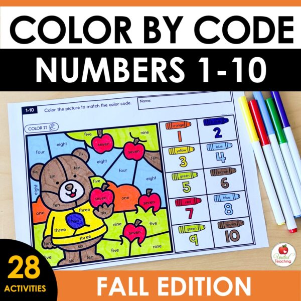 Fall Color by Code: Numbers 1-10 Packet