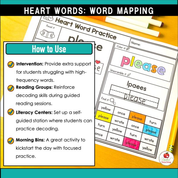Heart Words Word Mapping Worksheets Packet - Image 4