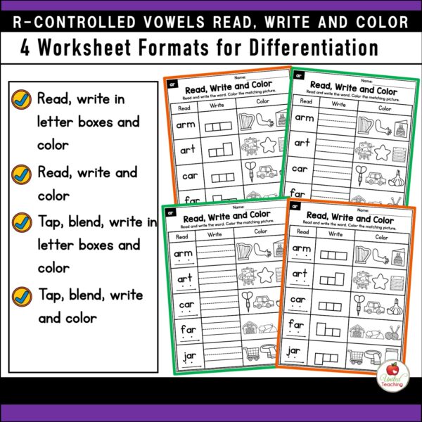 R-Controlled Vowels Read Write and Color Packet - Image 4