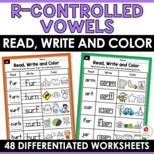 R-Controlled Vowels Read Write Color Packet