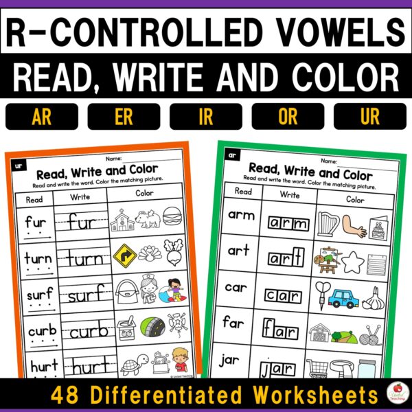 R-Controlled Vowels Read Write Color Packet