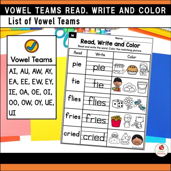 Vowel Teams Read Write and Color Packet - Image 5