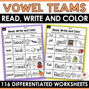 Vowel Teams Read Write and Color Packet