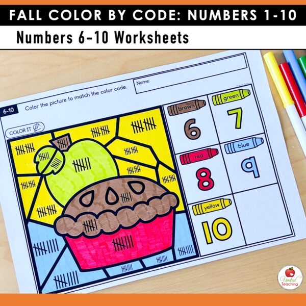 Fall Color by Code: Numbers 1 to 10 Packet - Image 4
