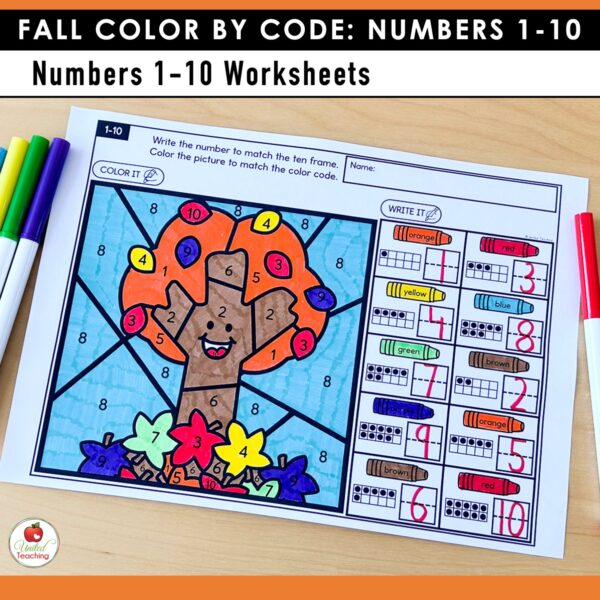 Fall Color by Code: Numbers 1 to 10 Packet - Image 5