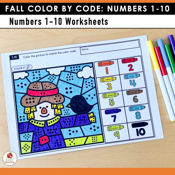 Fall Color by Code: Numbers 1 to 10 Packet - Image 6