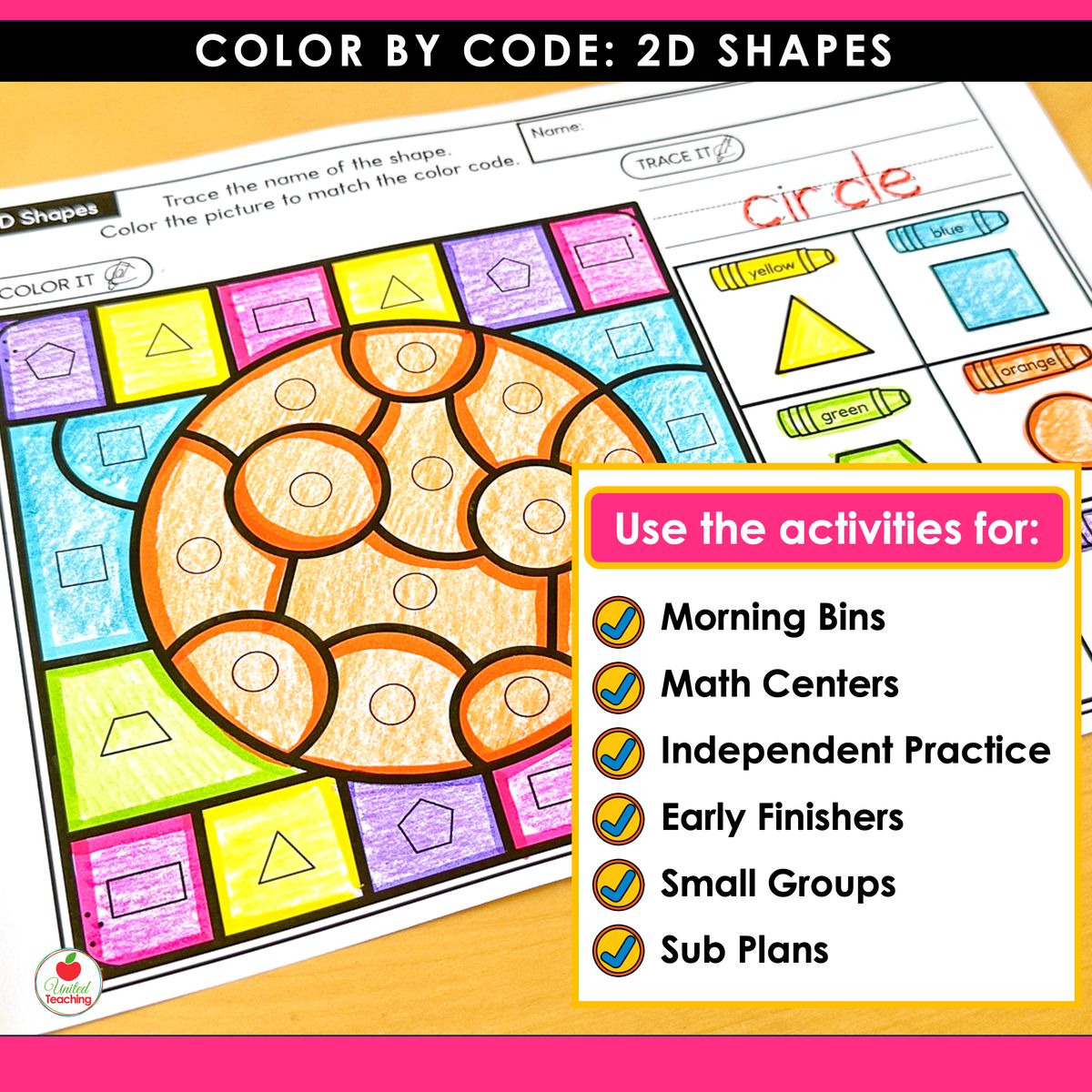 How to use the Color by Code 2D Shapes Packet