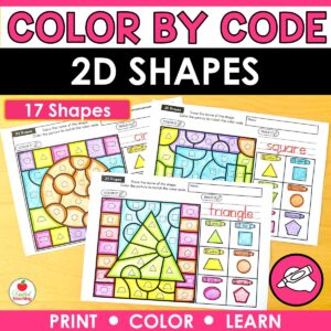 Color by Shape Worksheets for 2d Shapes