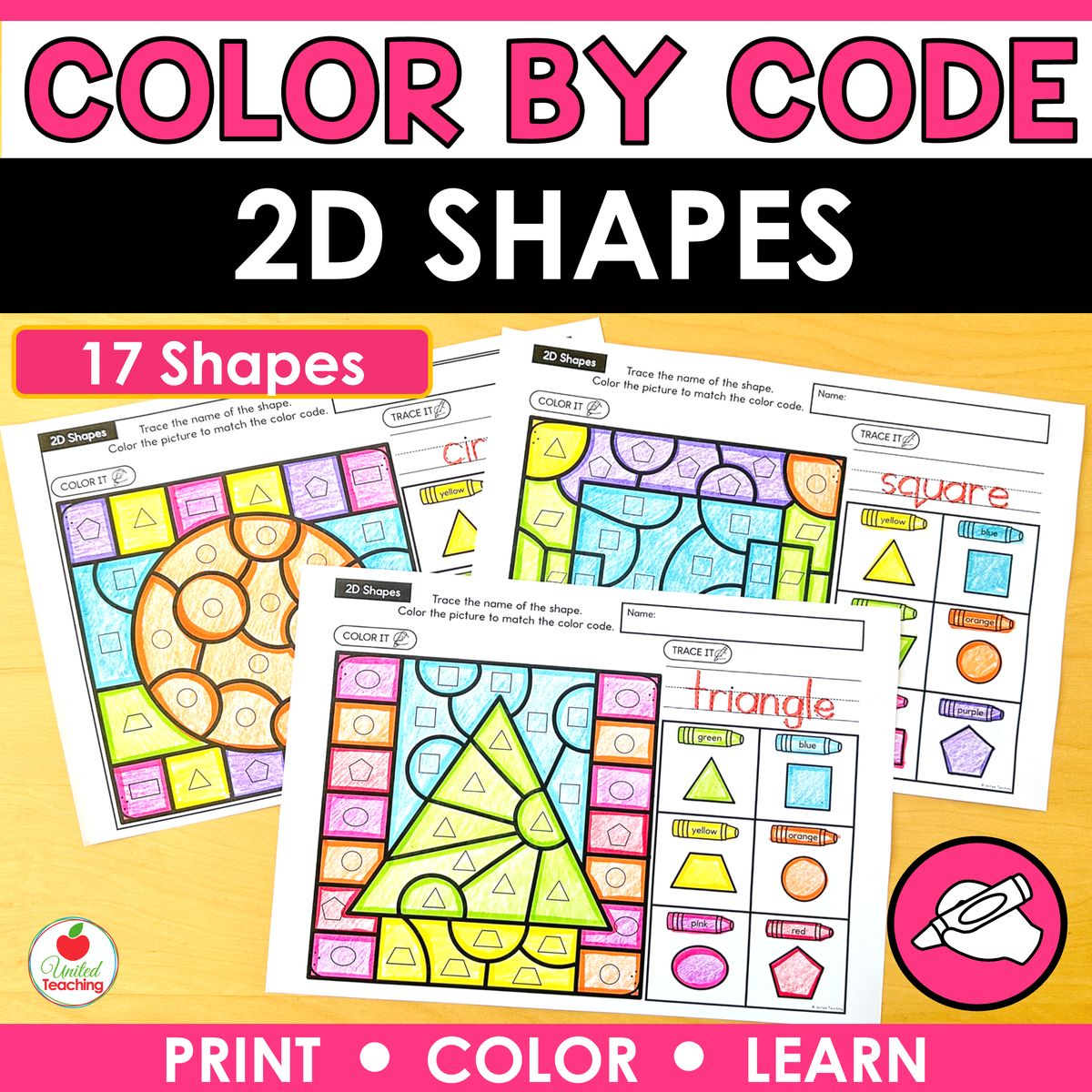 Color by Shape Worksheets for 2d Shapes