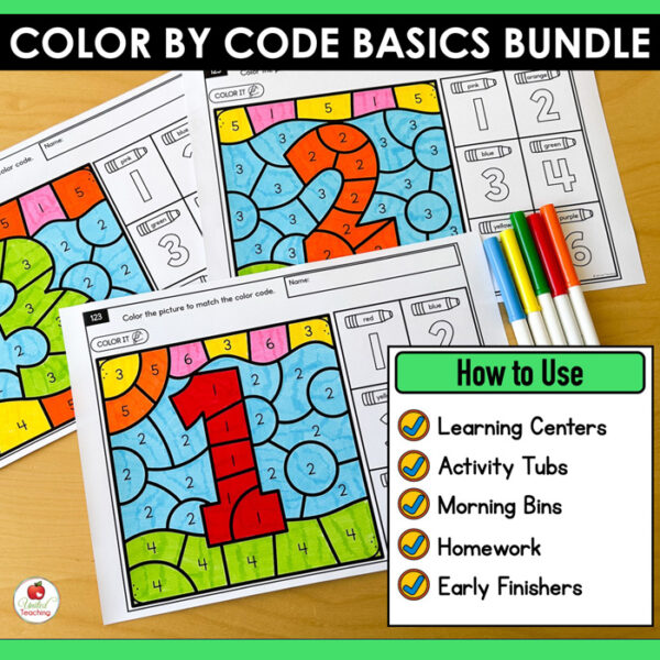 Color by Code Letters, Numbers and Shapes Bundle - Image 2