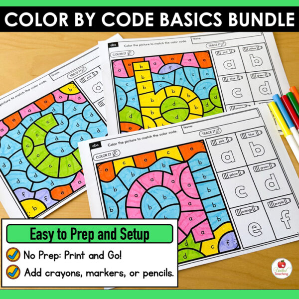 Color by Code Letters, Numbers and Shapes Bundle - Image 4