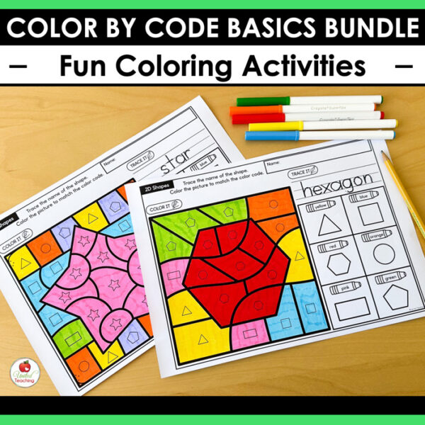 Color by Code Letters, Numbers and Shapes Bundle - Image 7
