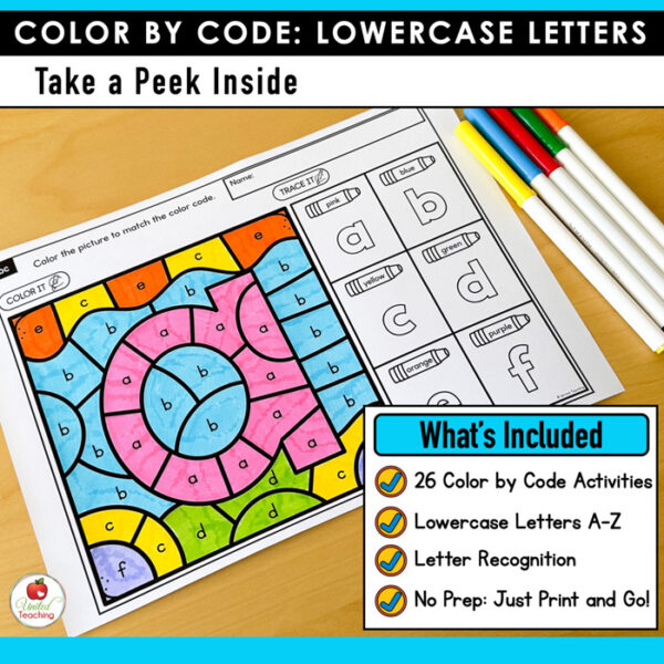Color by Code: Lowercase Letters A-Z - Image 2