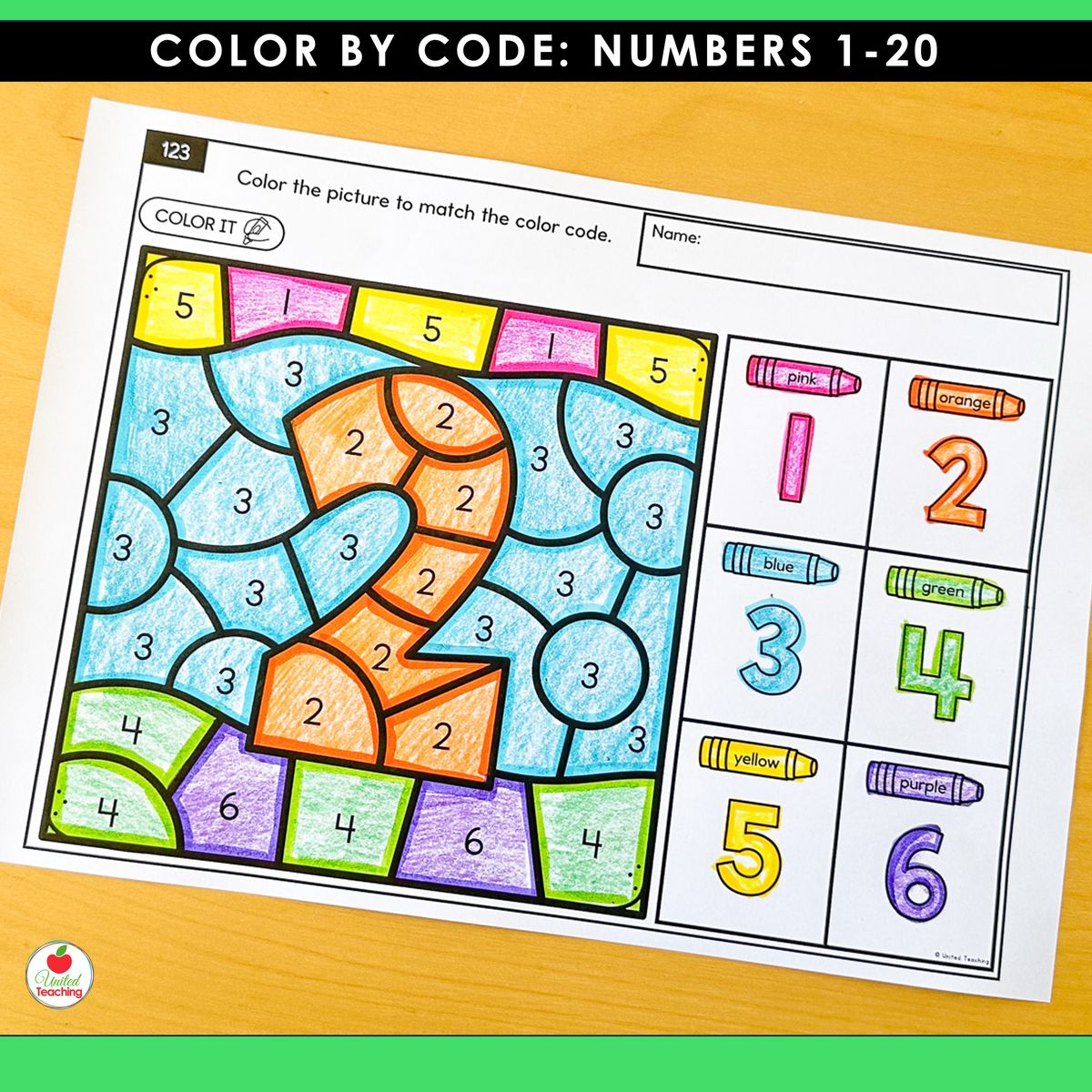 Color by Code Number 2 worksheet
