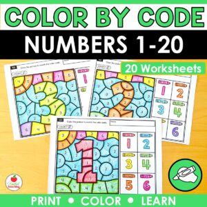 Color by Number Nfor Numbers 1-20 Math Worksheets