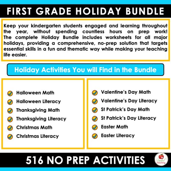 Holiday Math and Literacy Activities Bundle for 1st Grade - Image 2