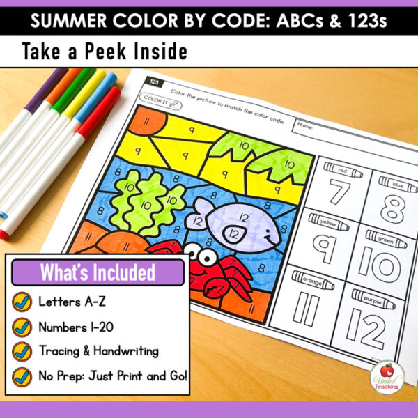 Summer Color by Code: ABCs and 123s - Image 2