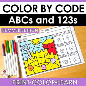 Summer Color by Code ABCs and 123s Cover