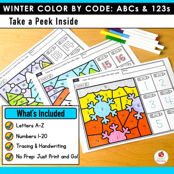 Winter Color by Code: ABCs and 123s - Image 2