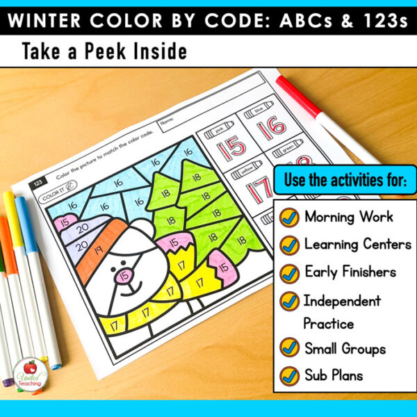 Winter Color by Code: ABCs and 123s - Image 3