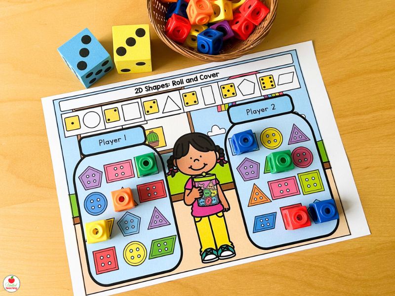 2D Shape Roll and Race to Cover Partner Game