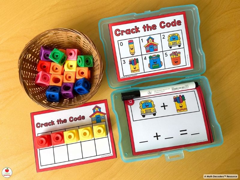 Math Decoders™ Crack the Code School Themed Task Cards and Ten Frame Mat
