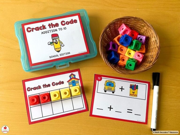 Math Decoders™ Crack the code School Themed Task Card and Ten Frame