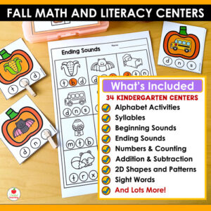 Fall Math and Literacy Centers for Kindergarten Bundle - United Teaching