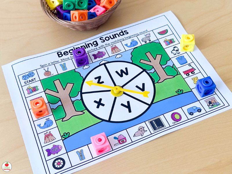 Beginning Sounds Matching Spinner Game Board