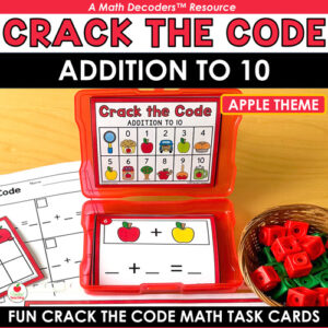 Math Decoders™ — Crack the Code Math Task Cards: Addition Within 10 (Apples)