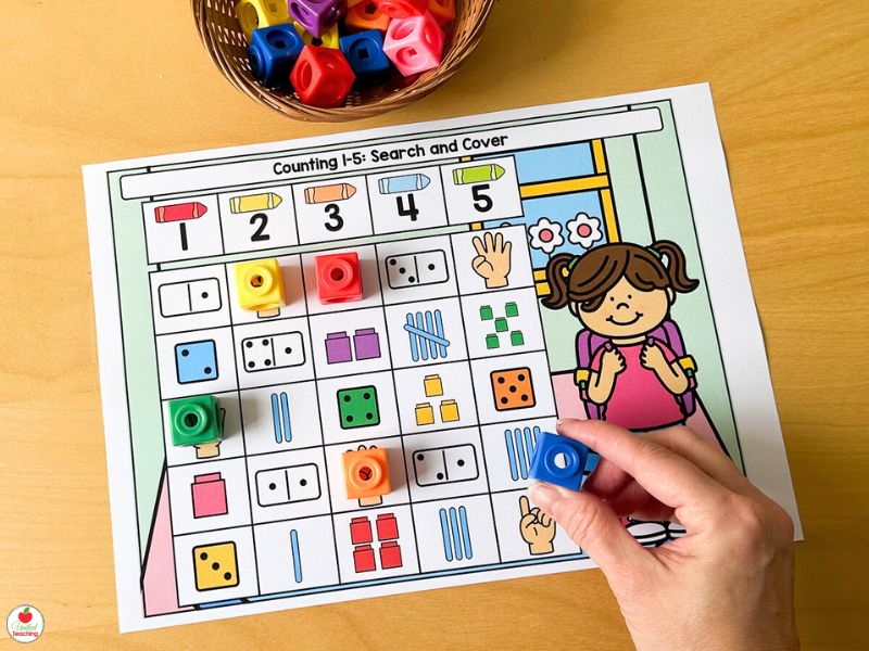 Number Search and Cover Math Center