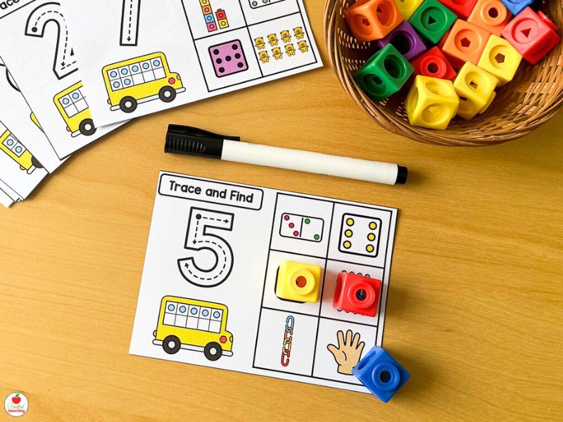 Number Trace and Find Task Cards for Kindergarten