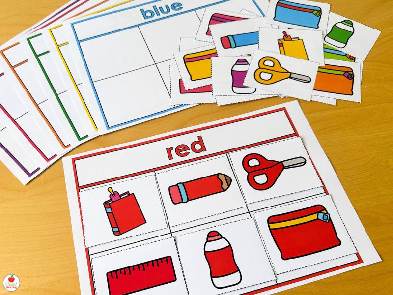Back to School Supplies Color Sorting Mats