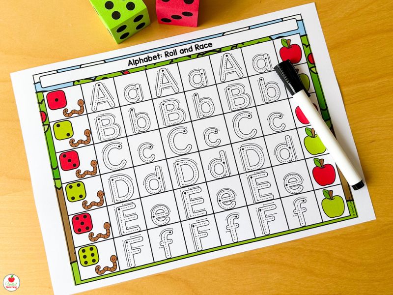 Alphabet Roll and Race Tracing Mats with Letter Formation Guidance