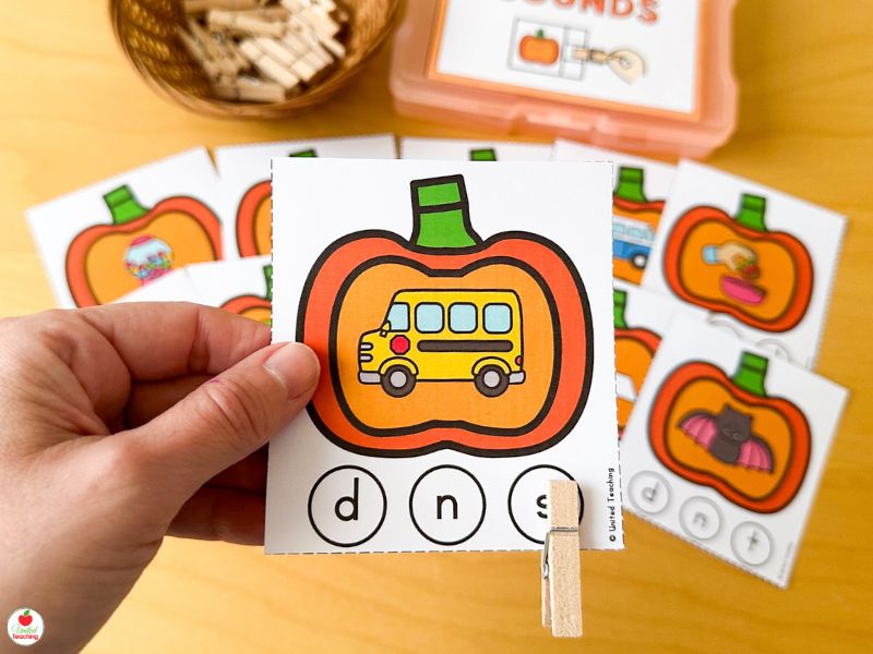 Fall Clip Cards for Ending Sounds
