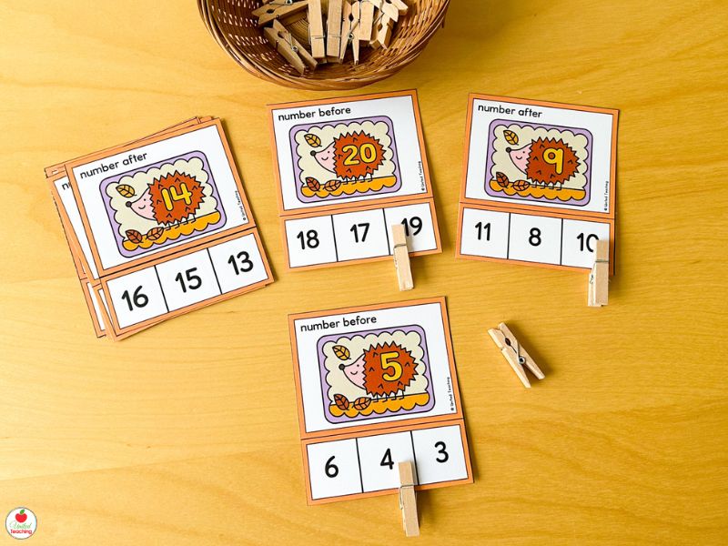 Fall Number Order Clip Cards for Kindergarten