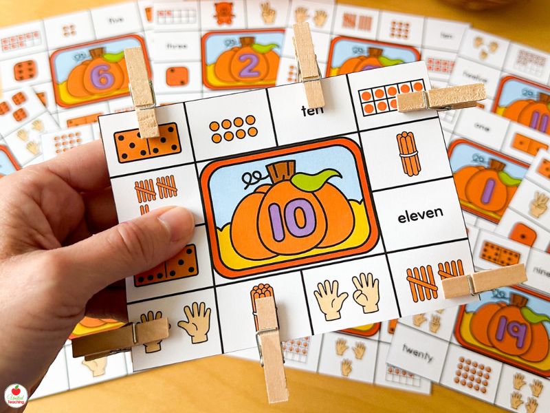 Fall Number Sense Clip Cards