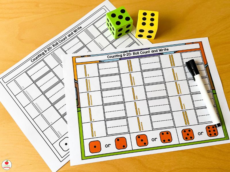 Place Value Roll Count and Write Fall Math Center