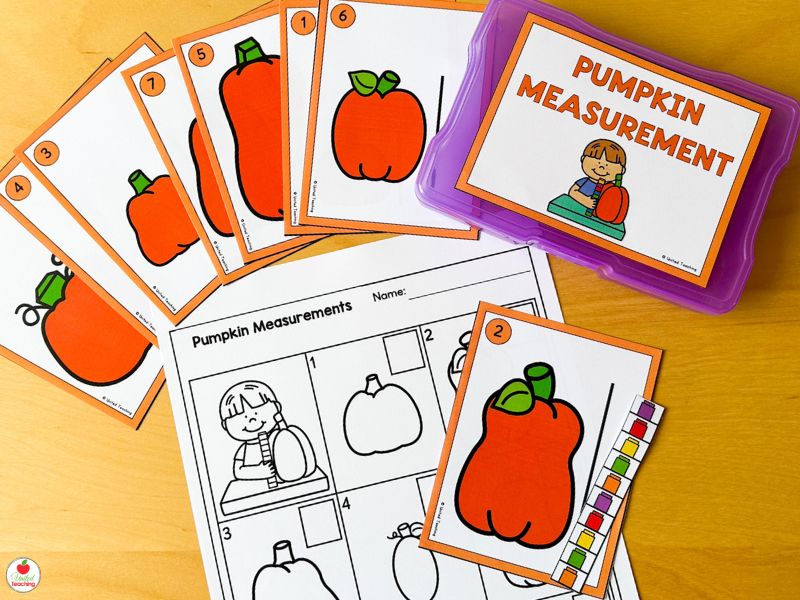Pumpkin Measurement Math Center for Kindergarten