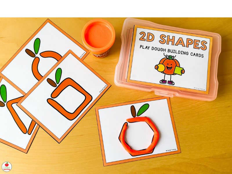 Pumpkin 2D Shape Play Dough Building Cards