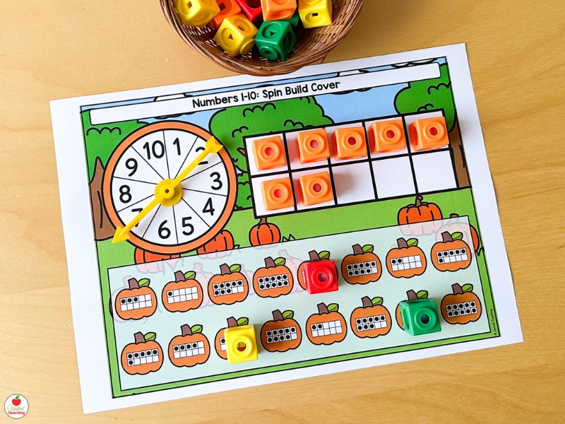 Fall Pumpkin Patch Spin Build and Cover a Ten Frame Math Center
