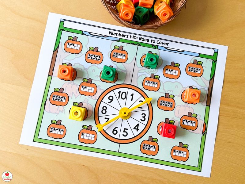 Spin and Race to Cover Ten Frames Partner Games for Kindergarten