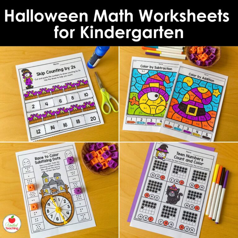 Halloween Math Worksheets for Kindergarten