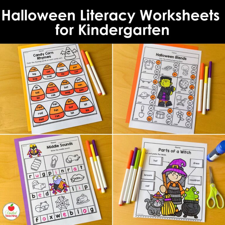 Halloween Literacy Worksheets for Kindergarten