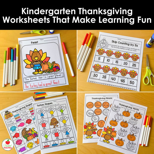 Kindergarten Thanksgiving Worksheets