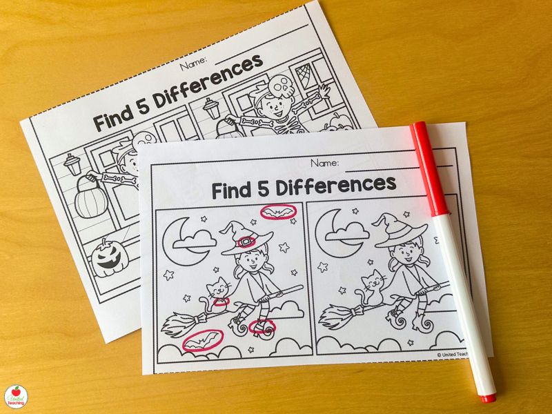 Halloween Find the Differences Activities