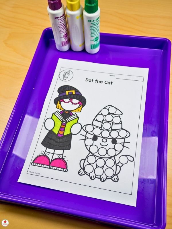 Halloween Witch and Cat dot marker activity
